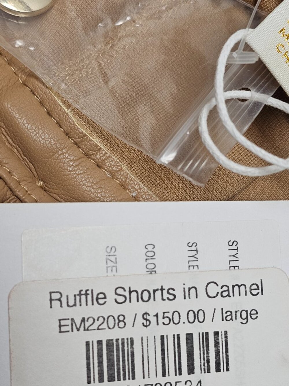 New Ruffle Shorts Camel Brown Emily Mcarthy L Large - Picture 3 of 13